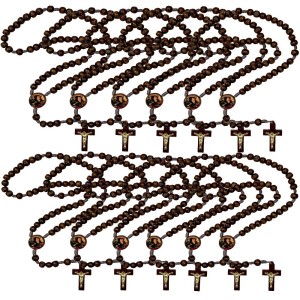 TE940485P12 - Terço São João Evangelista Madeira c/ 12un. - 37cm