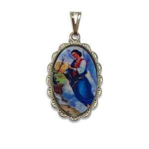 MD128805 - Medalha São Gabriel Arcanjo Rendada Níquel - 5x2,5cm