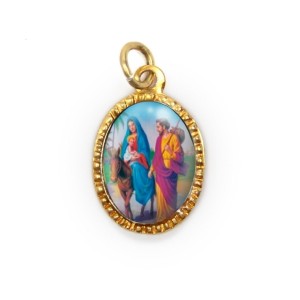 MD103052P10 - Medalha de Alumínio Oval Dourada c/ 10un. N. Sra. Do Desterro - 2X1,3cm