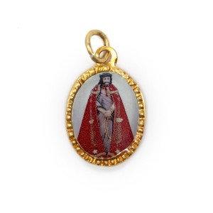 MD103280P10 - Medalha de Alumínio Oval Dourada c/ 10un. Bom Jesus de Iguape - 2X1,3cm