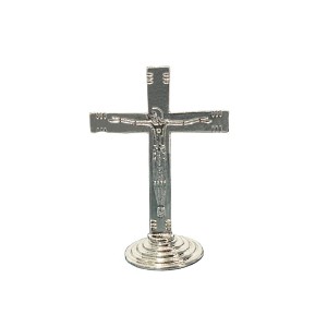 CU830037 - Crucifixo de Mesa Cruz do Nada Metal Níquel - 7,5x5,2cm (620)