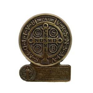 AO295054 - Pedestal Medalha de São Bento Metal - 9x7,5cm (82)