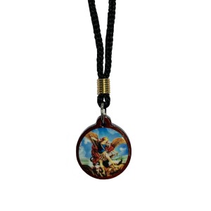 CP1374510 - Cordão c/ Pingente São Miguel Arcanjo Resinado - 38X2,1CM