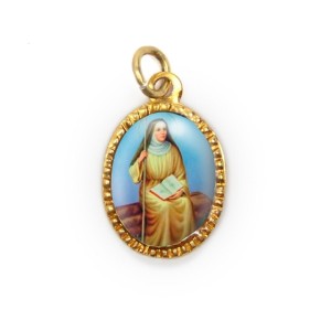 MD103106P10 - Medalha de Alumínio Oval Dourada c/ 10un. Santa Mônica - 2x1,3cm