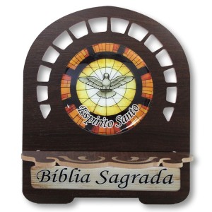 PB812900 - Porta Bíblia Divino Espírito Santo MDF Resinado - 30,5x25,5cm