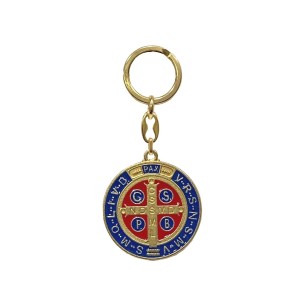 CH731085 - Chaveiro Medalha de São Bento Italiano Dourado  - 10,5x5cm