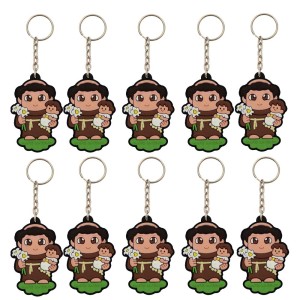 CH50407P10 - Chaveiro Santo Antônio Emborrachado c/ 10un. - 11X3cm