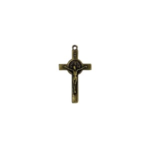 CZ891312P2 - Cruz São Bento Metal Ouro Velho c/ 2un.  - 3,6x2,5cm