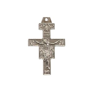 CZ851030 - Cruz Metal Níquel São Damião - 6x3,9cm