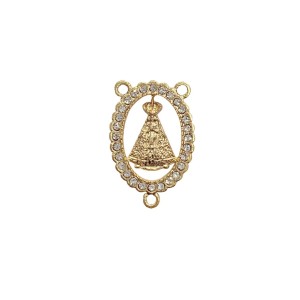 ET1470070 - Entremeio N. Sra. Aparecida Metal Dourado c/ Strass - 4,1x3cm