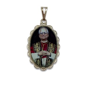 MD128510 - Medalha Papa Leão XIV Rendada Níquel - 4,3x2,7cm