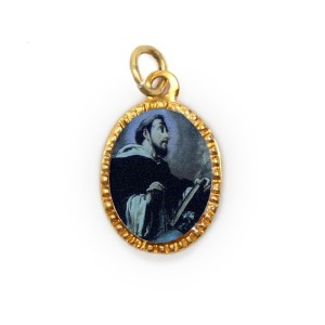 MD103296P10 - Medalha de Alumínio Oval Grande Dourada c/ 10un. São Domingos Gusmão - 2X1,3cm