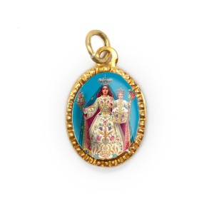 MD103019P10 - Medalha de AlumínioOval Dourada c/ 10un. N. Sra. Da Glória - 2X1,3cm