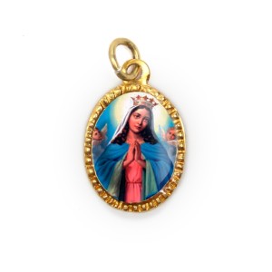 MD103020P10 - Medalha de Alumínio Oval Dourada c/ 10un. N. Sra. Da Guia - 2X1,3cm