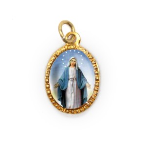 MD520035P10 - Medalha N. Sra. Das Graças Alumínio Oval Dourada c/ 10un. - 2X1,3cm