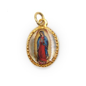 MD103038P10 - Medalha de Alumínio Oval Dourada c/ 10un. N. Sra. De Guadalupe - 2X1,3cm