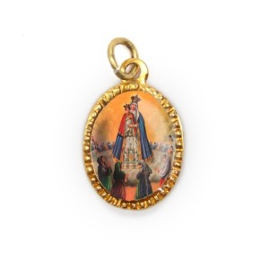 MD103047P10 - Medalha de Alumínio Oval Dourada c/ 10un. N. Sra. Do Bom Parto - 2X1,3cm