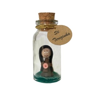 ST16850 - Garrafinha c/ Santa Terezinha das Rosas de Biscuit 