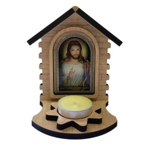 PV158695 - Capela com Vela Sagrado Coração de Jesus - 12,5x9cm