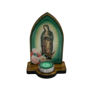 QD1985100 - Adorno de Mesa N. Sra. De Guadalupe c/ Porta Terço - 14x9,5cm