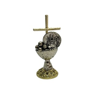 PD112119 - Pedestal Lembrança Primeira Eucaristia Cruz Cálice - 7,5x3cm