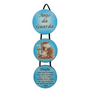 DE722434 - Móbile Anjo da Guarda Azul MDF Resinado - 26x7cm