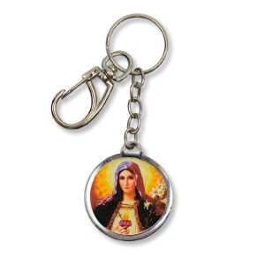 CH1090028 - Chaveiro Sagrado Coração de Jesus e Maria - 12x3,5cm