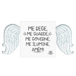 PE726082 - Pedestal Oração Anjo da Guarda c/ Asa Azul - 10x20cm