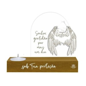 PE726095 - Pedestal Senhor gratidão por mais um dia c/  vela - 16x16cm