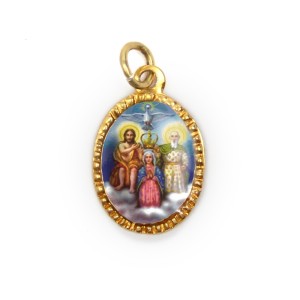 MD103202P10 - Medalha de Alumínio Oval Dourada c/ 10un. Divino Pai Eterno - 2X1,3cm