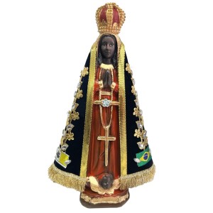 IM100604 - Imagem N. Sra. Aparecida c/ Veludo e Strass - 33x20cm 