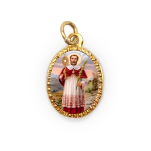 MD103345P10 - Medalha de Alumínio Oval Grande Dourada c/ 10un. São Raimundo Nonato - 2x1,3cm