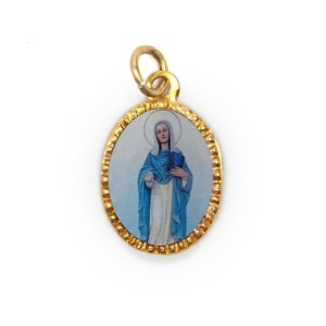 MD103187P10 - Medalhas Alumínio Oval Dourada c/ 10un Santa Marcelina - 2x1,3cm