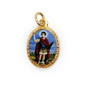 MD103226P10 - Medalha de Alumínio Oval Dourada c/ 10un. Santo Expedito - 2X1,3cm