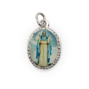 MD103717P10 - Medalha de Alumínio Oval Grande Prata c/ 10un N. Sra. Do Equilíbrio - 2X1,3cm 