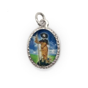 MD103873P10 - Medalha de Alumínio Oval Prata c/ 10un. São Roque - 2X1,3cm 