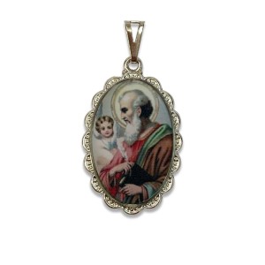 MD128501 - Medalha São Mateus Rendada Níquel - 4,2x2,5cm