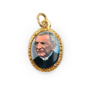MD103212P10 - Medalha de Alumínio Oval Dourada c/ 10un. Padre  Cícero - 2X1,3cm