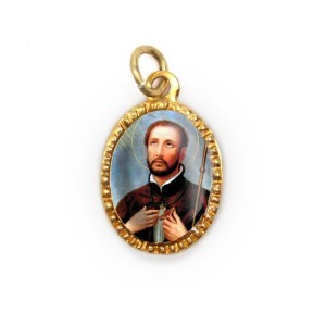 MD103243P10 - Medalha de Alumínio Oval Dourada c/ 10un. São  Francisco Xavier - 2X1,3cm