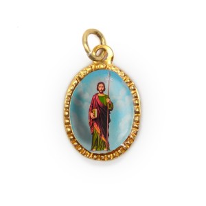 MD103255P10 - Medalha de Alumínio Oval Dourada c/ 10un. São Judas  - 2X1,3cm