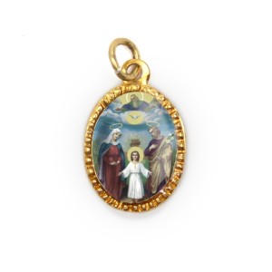 MD103412P10 - Medalha de Alumínio Oval Dourada c/ 10un. Sagrada Família - 2X1,3cm