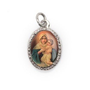 MD103601P10 - Medalha de Alumínio Oval Prata c/ 10un. Mãe Rainha - 2X1,3cm