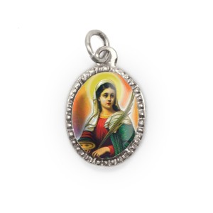 MD103623P10 - Medalha de Alumínio Oval Prata c/ 10un. Santa Luzia  2X1,3cm (052)