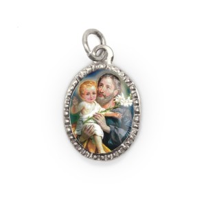 MD103825P10 - Medalha de Alumínio Oval Prata c/ 10un. São José - 2X1,3cm