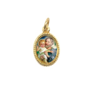 MD102223P20 - Medalha de Alumínio Oval Dourada c/ 20un. São José - 1,5x1cm