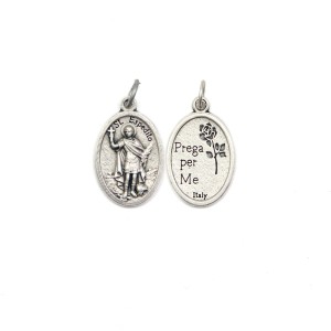 MD1180205P2 - Medalha Santo Expedito Italiana Oval Prateada c/ 2un. - 2,5x1,7cm