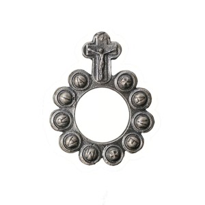 AN41600 - Dezena de Dedo Metal c/ Cruz Níquel envelhecido - Tamanho Único 4x3cm