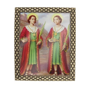 QD91402 - Quadro São Cosme e Damião - 23x28cm