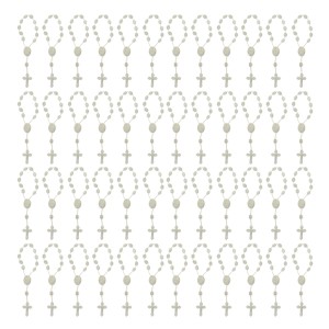 DZ05003P50 - Dezena de Acrílico Branca Perolada c/50un. (Mini Terço) - 13,5x1cm