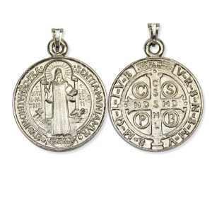 MD1420180 - Medalha São Bento Redonda Níquel - 5,5x4,2cm